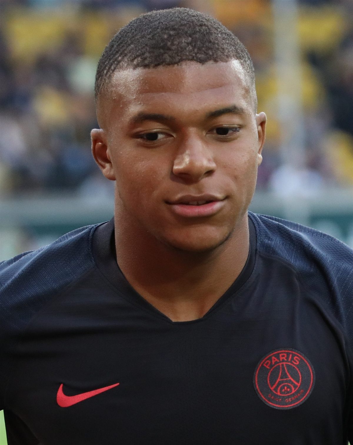 Kylian Mbappé playing for Paris Saint-Germain against Dynamo Dresden, July 2019